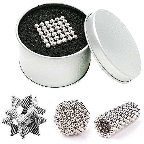 LONEEDY Set of 216 Magnets Building Blocks Fidget Gadget Toys,Fun Stress Relief Desk Toy for Adults (Silver)