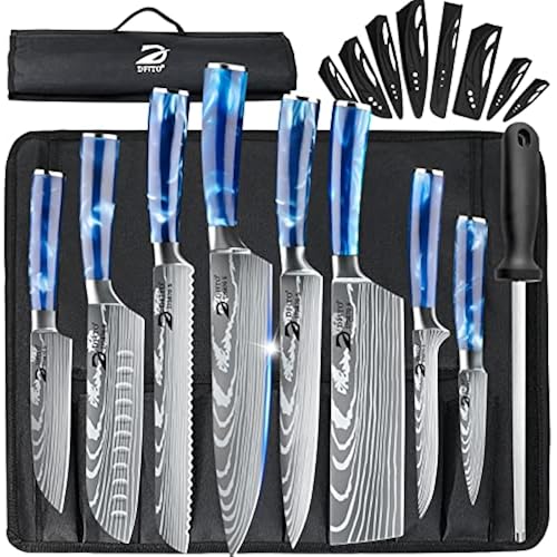 Dfito Chef Knife Sets with Roll Bag, 9 Pieces Professional Knife Set