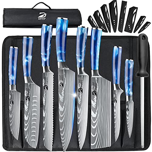 Dfito Chef Knife Sets with Roll Bag, 9 Pieces Professional Knife Set