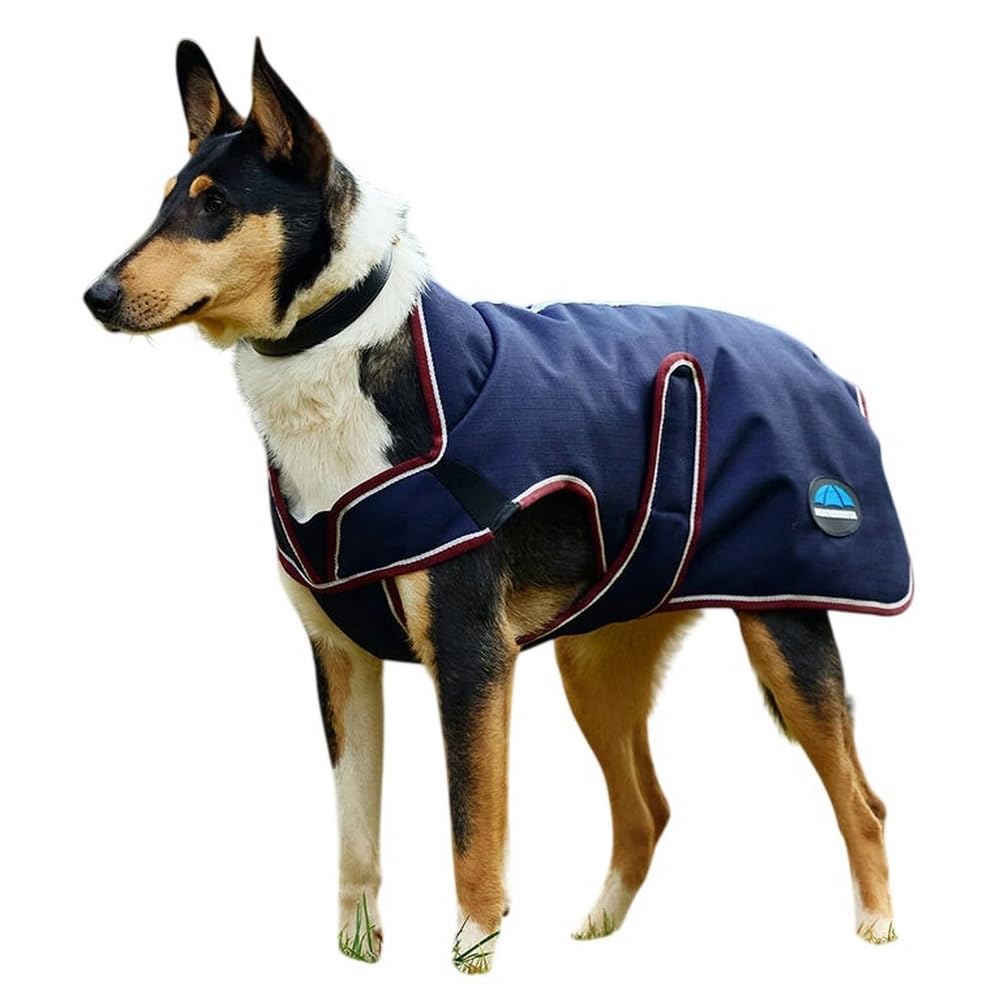 WeatherBeeta ComFiTec Premier Deluxe Hundemantel, wasserdicht, Marineblau/Burgunderrot, 60 cm