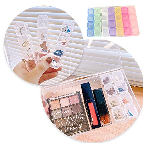 Image of 28 Grids Diamond Embroidery Box, Diamond Storage Box Beads Organizer Case,Plastic Multipurpose Colorful Storage Box for Jewellery Beads Earring Tool Container and Storaging Medicine Pills and More