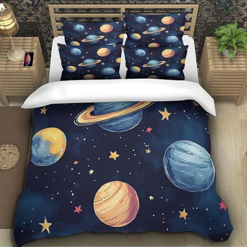 Housse de couette microfibre de qualité supérieure dessin cosmique 140x200cm - 5