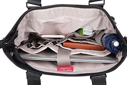 La Packmore Water Repellent Nylon Shoulder Bag Handbag Laptop Tote Travel Work School Clinic Nurse Tote (Black) #TOP5