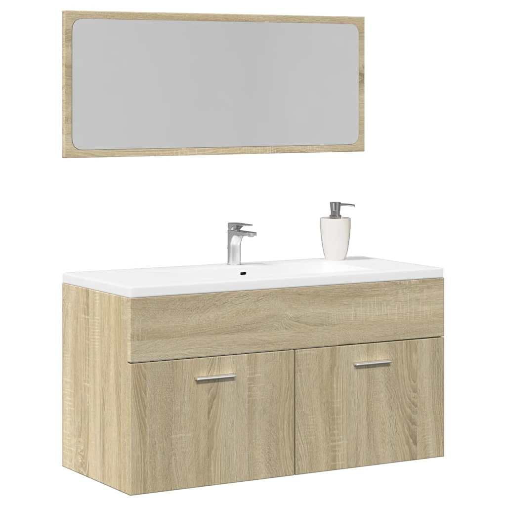 Juego de Muebles de Baño Madera Procesada Sonoma Roble