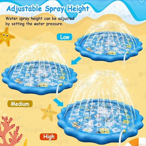 Image of Kidology Splash Pad Sprinkler Pool for Kids 2-8 Years | Outdoor Water Sprinkler Pool for Toddlers & Kids | 97 cm Anti-Slip Non-Slip Foldable Sprinkler Mat | Summer Outdoor Water Toys Gift Boys Girls