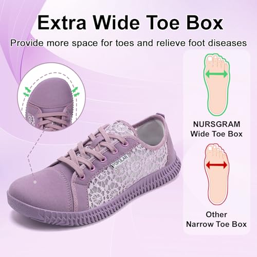 Women's Wide Toe Box Shoes Zero Drop Non Slip Extra Wide Width Fashion Sneakers Ultra Light Breathable Walking Shoes Casual Sneakers for Travel Work Trainers2
