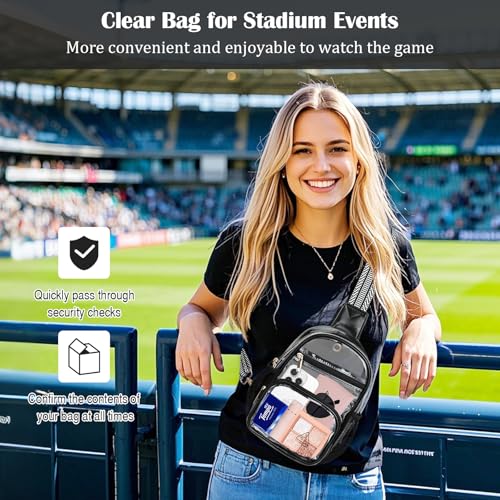 MoKo Clear Bag Stadium Approved - Multi Pockets Clear Sling Purse Crossbody Bag with Adjustable Shoulder Strap3