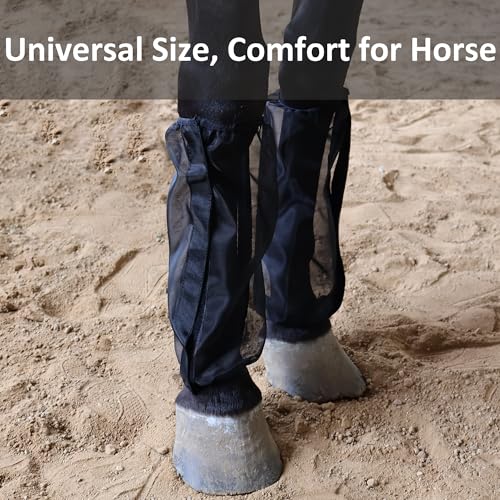 Image of Horse Leggings Fine Mesh Horse Fly Boots Breathable Horse Boots Leg Wraps (Set of 4) Universal Size Provide Protection for Your Horse Against Horsefly