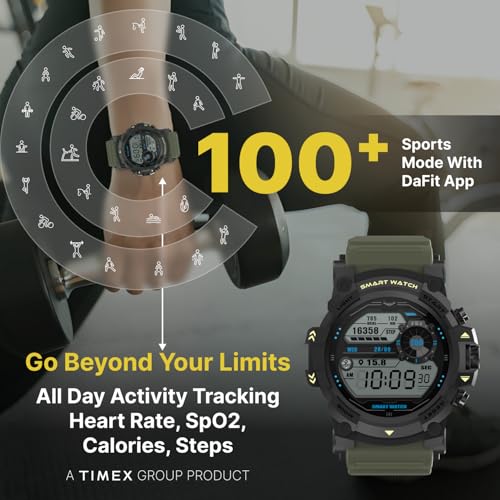 Image of TIMEX iConnect Go 1.38 inch(3.50 cm) Display with Functional Crown and BT Calling Smartwatch for Unisex - TWIXW801T, Green