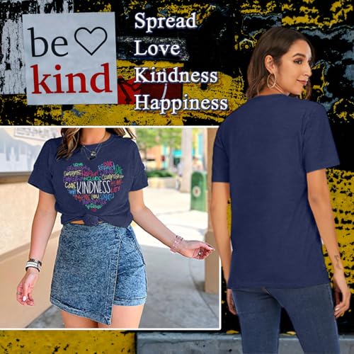 Kindness Shirt for Women Summer Casual Short Sleeve Inspirational Tee Tops4
