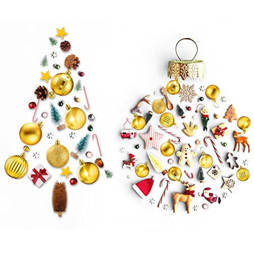 24 Pieces Christmas Ball Ornaments Christmas Tree Decorations Tree Balls For Tree Ornaments Holiday Wedding Party Decoration Hooks 2.36 Inch, 6 Styles (Gold) #TOP3