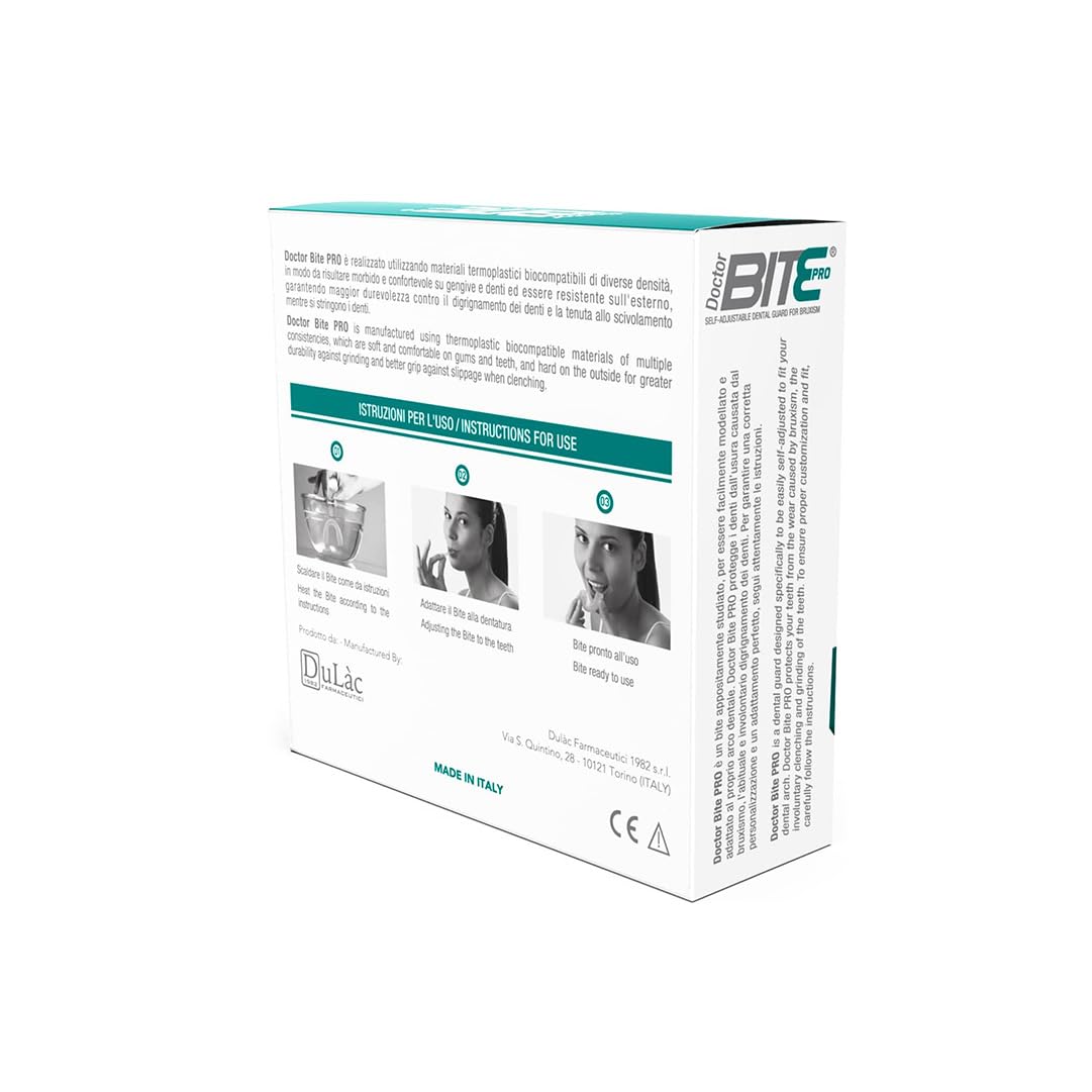 Dulac - Bite Dentale Automodellante per Bruxismo e Digrignamento Doctor Bite Pro, Dispositivo Medico CE, Bite Notturno per Protezione Denti, Per Uomo, Donna e Bambini dai 12 Anni, Made in Italy