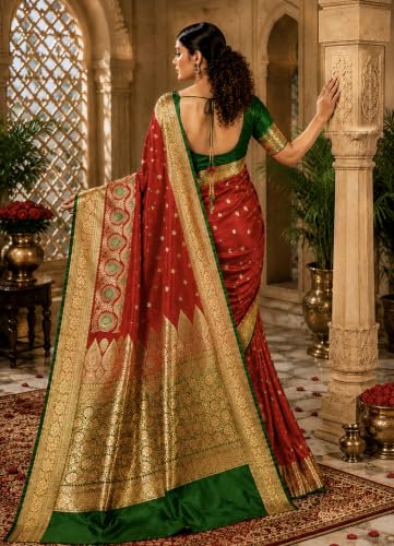 Image of Women's Glory Banarasi Satin Silk Saree with Embroidery Design