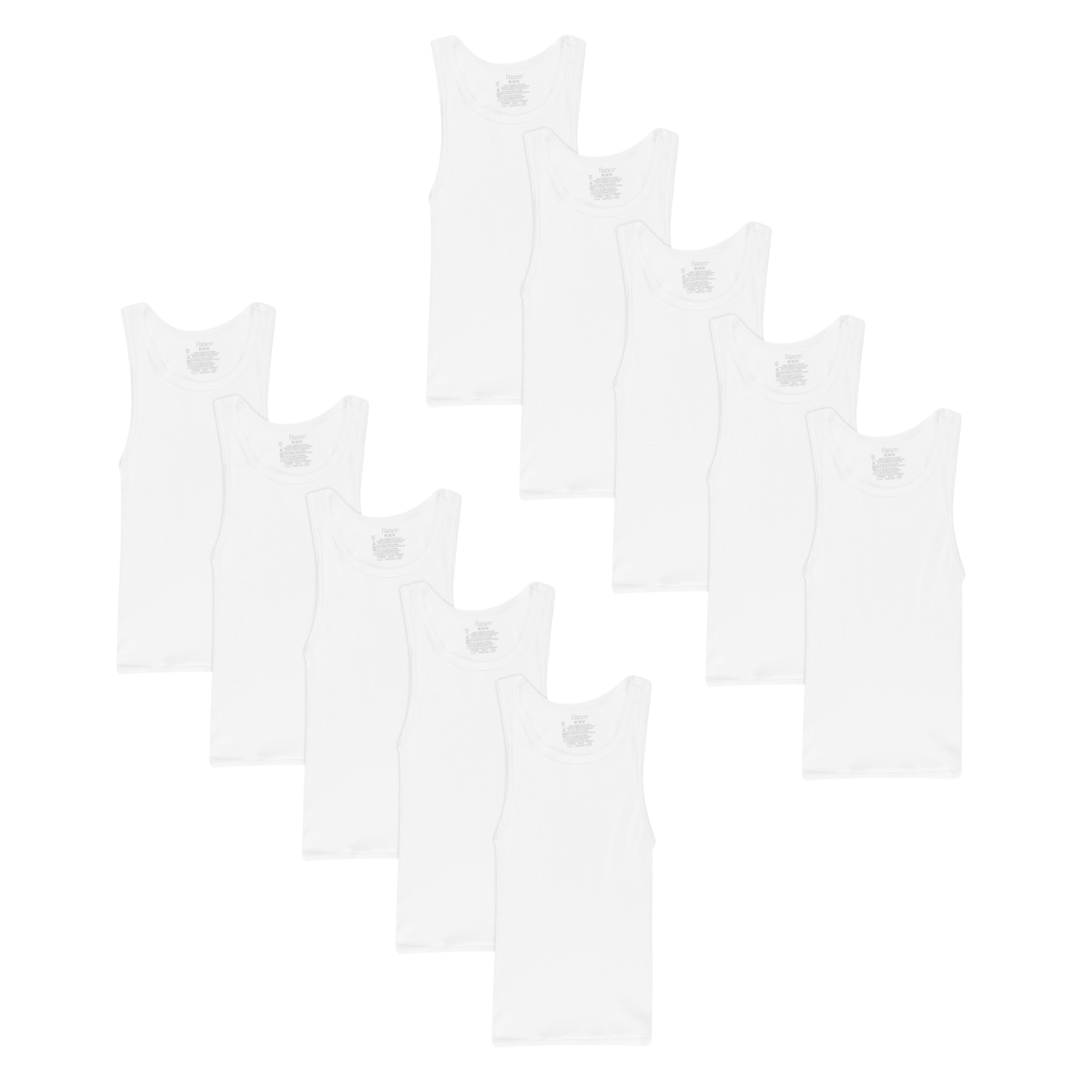Boys’ Tank Cotton Undershirt, EcoSmart, 10 Pack, White