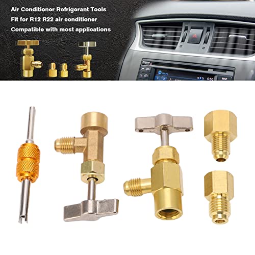 Image of R134A Can Tap, R134A Can Adapter, R134A Self Sealing Can Tap Valve Dispenser Tool, Brass Puncture Style Dispenser Valve with Refrigerant Tank Adapters for Air Condition