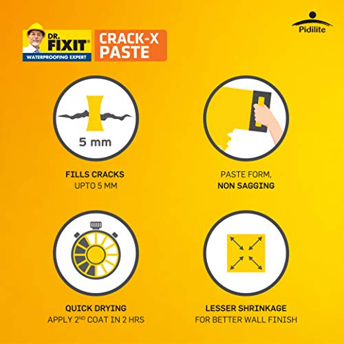 Image of DR. FIXIT 201 Crack X Paste, Ready to use crack filler for internal & external surface cracks on roofs - 1Kg & 623 Newcoat Ezee Waterproof Coating For Roofs - 1 L
