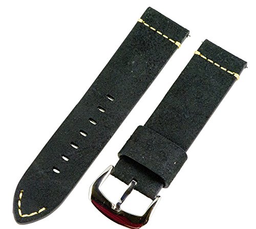 Clockwork Synergy® Dapper Collection - 22mm Black Suede Leather Watch Band