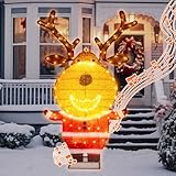 EAMBRITE Lighted Reindeer Christmas Decorations Outdoor, Animated Deer with Motion Sensor & Music, 2-in-1 Yard Stake Hanging Wall Decor for Indoor Holiday Decorations, Outside Yard Patio Home Decor