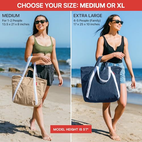 Bodysurf Beach Bags Waterproof Sandproof - Packable Foldable Nylon Zipper Tote Bag for Travel Lightweight, Pool, Boat, Cruise2