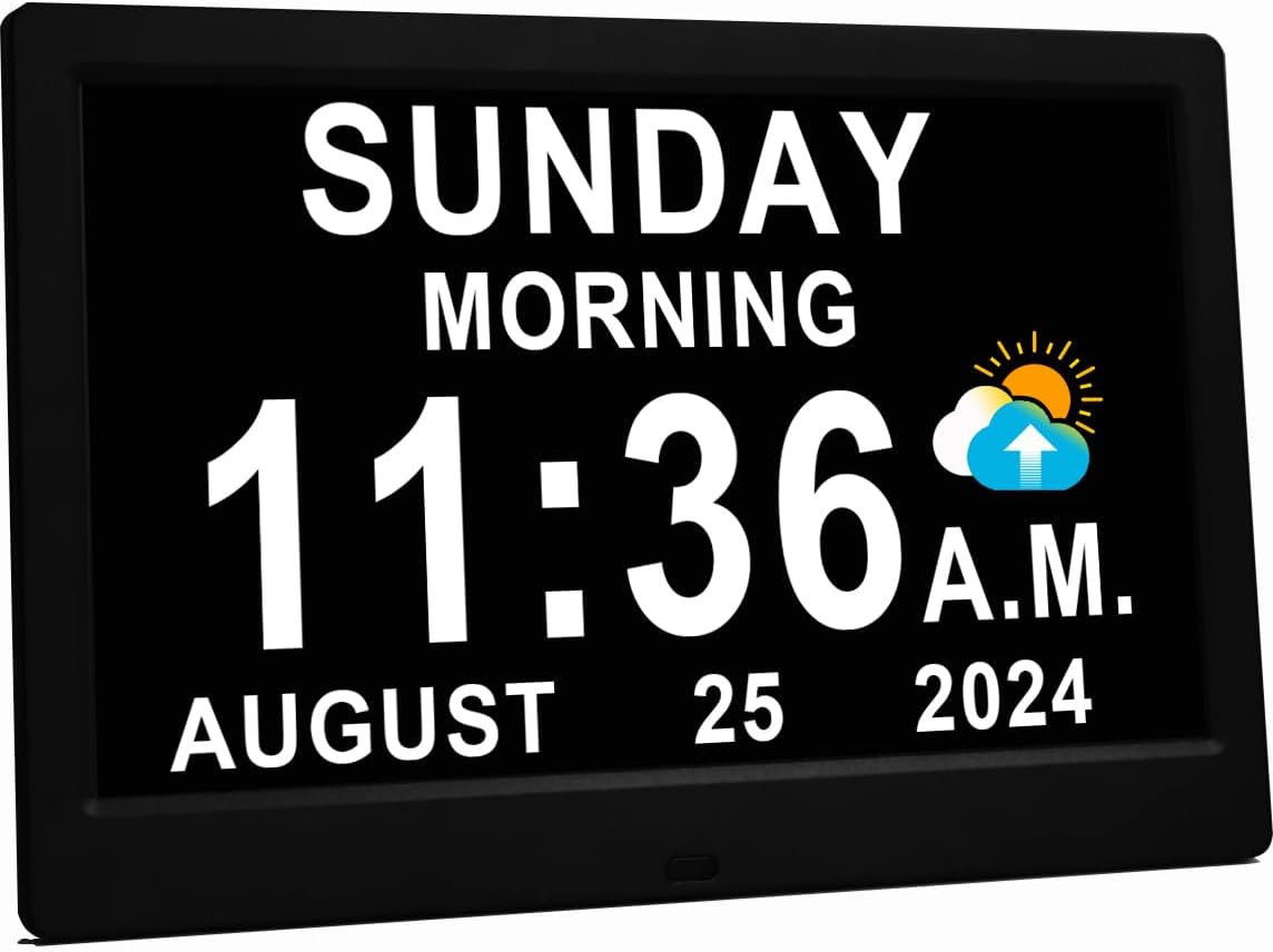 11.5 Inch Extra Large Digital Clock with 27 Alarms, Loud Talking Time, 20 Custom Reminders, Auto DST, 10-Level Auto Dimmer, Day Date Calendar Clock for Seniors Dementia Alzheimers', with Remote