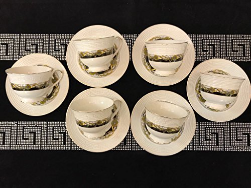 Medusa Service Kaffee Kombiservice für 6 Personen Tassen Geschirr Tafel Set Porzellan Gold mit Styl NEUHEIT Sehr EDEL Mäander