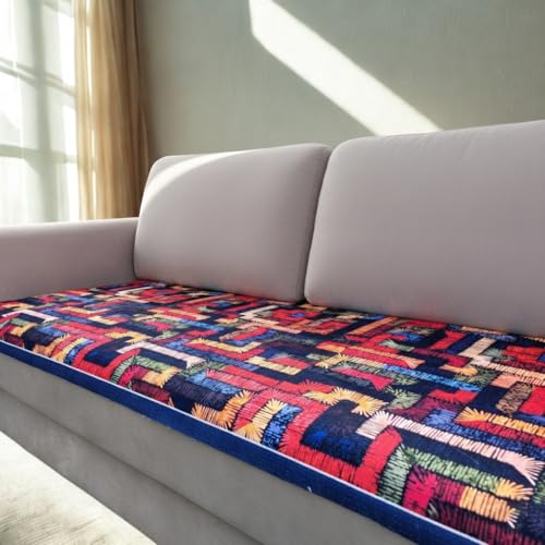 Image of Homerz Premium 3 Seater Velvet Sofa Panel Cover with Digital Prints | Anti-Slip Backing (Rangeen, 3 Seater)