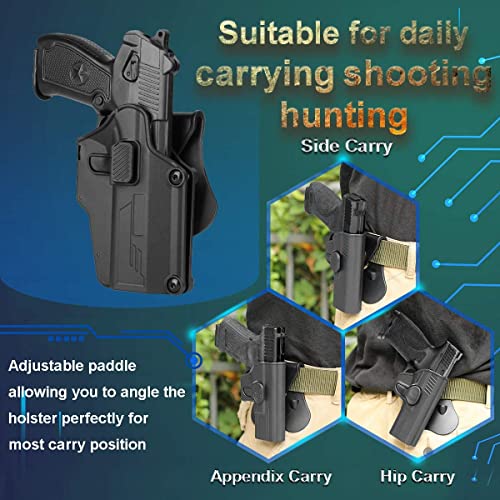 Universal Owb Holster Compatible For Glock|Sig Sauer|Cz|Ruger|Smith & Wesson|1911|Taurus|Springfield Armory|Beretta Etc 80+ Pistols，360°Adjustable Paddle,Index Finer Released - Right Hand #TOP4