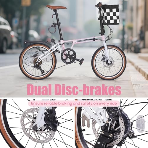 20 Inch Folding Bike for Adults, 7-Speed Foldable Bike for