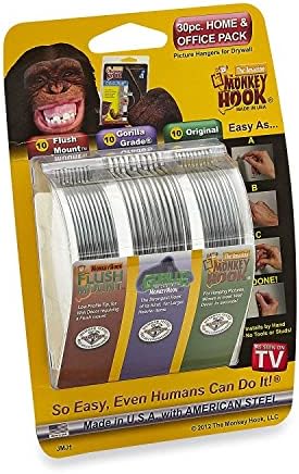 Monkey Hooks Picture Hangers Home and Office Pack, Gorilla Hook, Drywall Hooks for Hanging Pictures, Wall Hooks, Picture Hangers, Picture Hanging Kit, 30 pc set