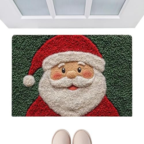 バスルーム用のクリスマスバスラグ-80x50cmサンタクロースバスマットアンチスリップ|ホリデーバスルームマット|ホームキッチン寮のリビングルームランドリードアのためのドライファーストウォッシングフェスティバルの装飾