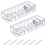 Bahan alamy 2 Stück Kabel Aufbewahrungsbox 8 Fächer Kabel Organizer Box mit 30 Kabelbindern Transparenter Kabel Management Box für Schreibtisch Aufbewahrung, Büro, Heimgebrauch