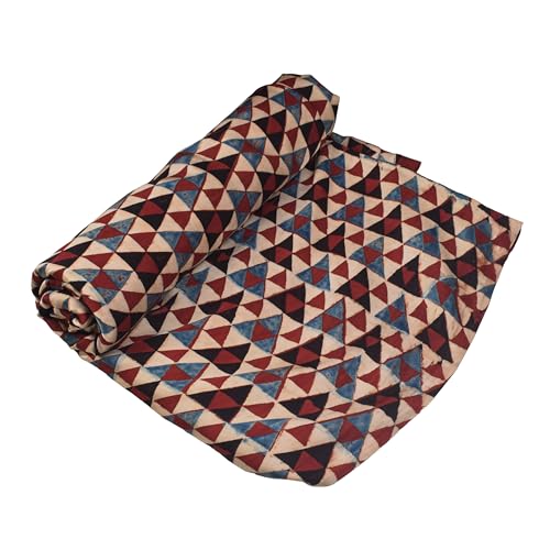 Image of Ethnics of Kutch Womens's Ajrakh Modal Silk Natural Dye Hand Block Print Unstitched Kurta Fabric