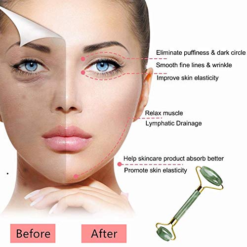 Jade Roller For Face - Facial Massage Tool For Anti Aging Wrinkles And Skin Rejuvenate -100% Natural Jade Stone For Face Eyes (Jade Roller -1Pcs) #TOP4