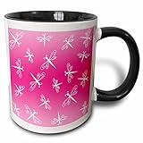 3dRose Dancing Dragonflies On Pink - Two Tone Black Mug, 11 oz, Multicolored