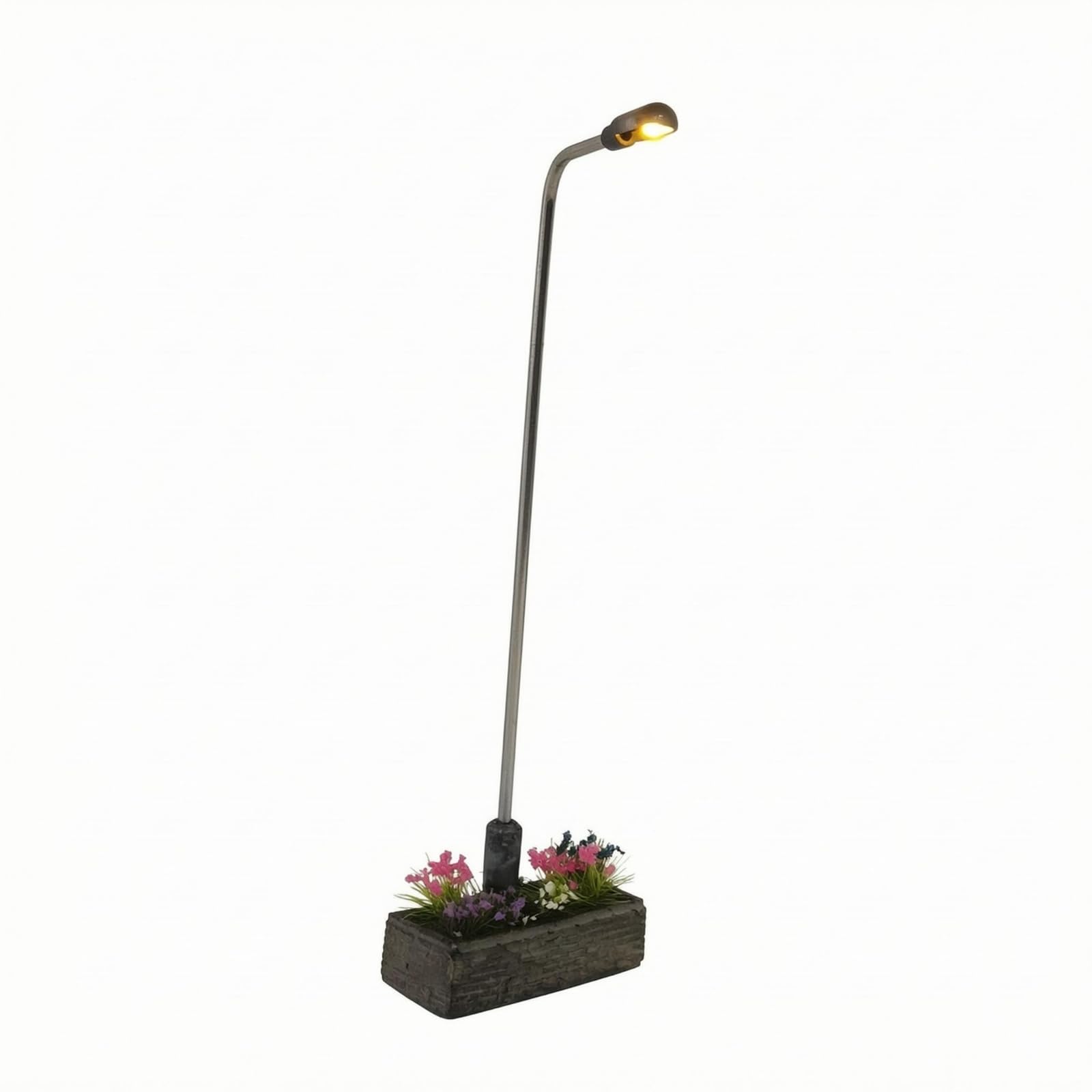 Metal Pole 1/64 Road Light Battery Powered Miniature Road Lamp Landscaped Base Desktop Streetlamp Model Plant Detailing for Scene Display, 11.5CM, Yellow Battery-image-33