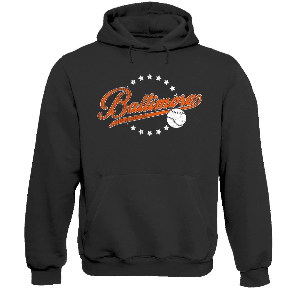 Xtreme Apparrel Team Vintage Style Men's Hoodie Sweatshirt for Baseball Fans, Baltimore - Black Hoodie, 3XL — image 1