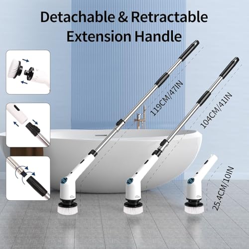 Image of 9 in 1 Cordless Electric Spin mop Floor Cleaning Machine Electric Spin Scrubber, Cleaning Brush, Shower Scrubber Power Cleaning Brush with Extension Handle, Bathtub Grout Tile