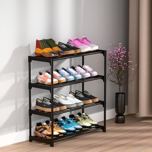 Image of Shoes Rack 4 Tier Shoe Rack with Shelf, Folding ShoeRack for Bedroom, Living Room, Entryway, White, ShoeRack, Footwear Stand for Home, Shoe Rack Plastic, Shoes Rack with 4 Layer (4 LAYER)