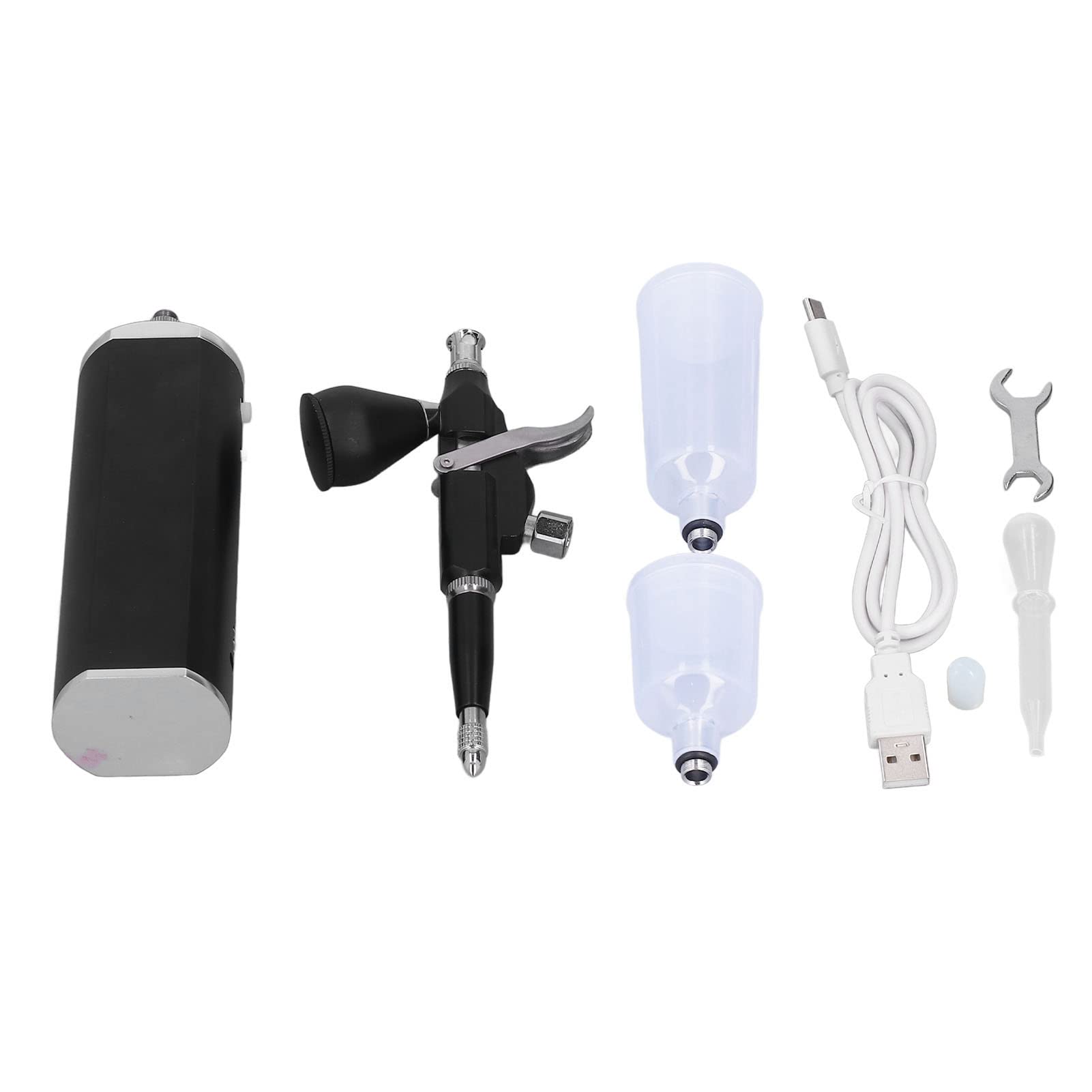 Hyuduo Ensemble d'aérographe Rechargeable Kit d'aérographe sans Fil en Alliage 'aluminium 30Psi Buse de 0,3 Mm Chargement USB 1500 MAh avec Compresseur pour Maquillage Peinture Nail Art Tatouage