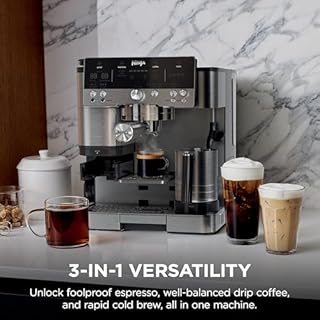 Ninja Luxe Café 3-in-1 Espresso, Drip Coffee and Cold Brew Machine | Intergrated Coffee Grinder, Milk Frother, Assisted Tamper & Built-In Espresso Accessory Storage | Stainless Steel | ES601