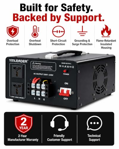 Image of 8000W PRO Step Up Transformer 110V /120V to 220V /240V Voltage Converter | Hardwired Connection Only, High-Capacity Power Converter with Built-in Circuit Breaker for 220V Appliances