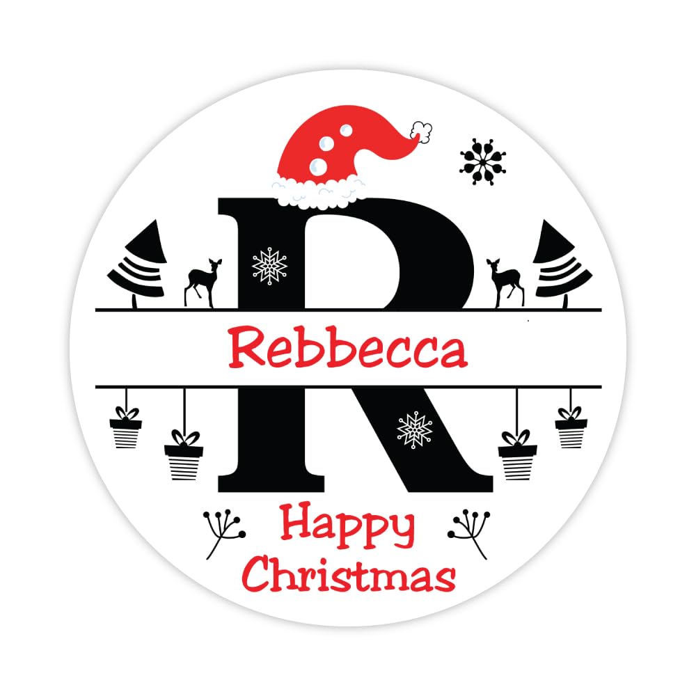 Pack of 24 Name Stickers R Christmas Stickers for Presents 45mm Self Adhesive Xmas Labels Papa Prints
