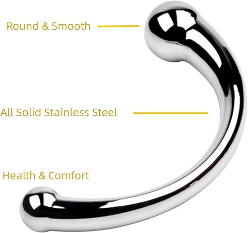 Miniatura 6 de MEYILA Consolador de doble extremo, varita de masaje, enchufe anal sexual para punto G, cuentas anales de metal sólido, curvadas de doble extremo,