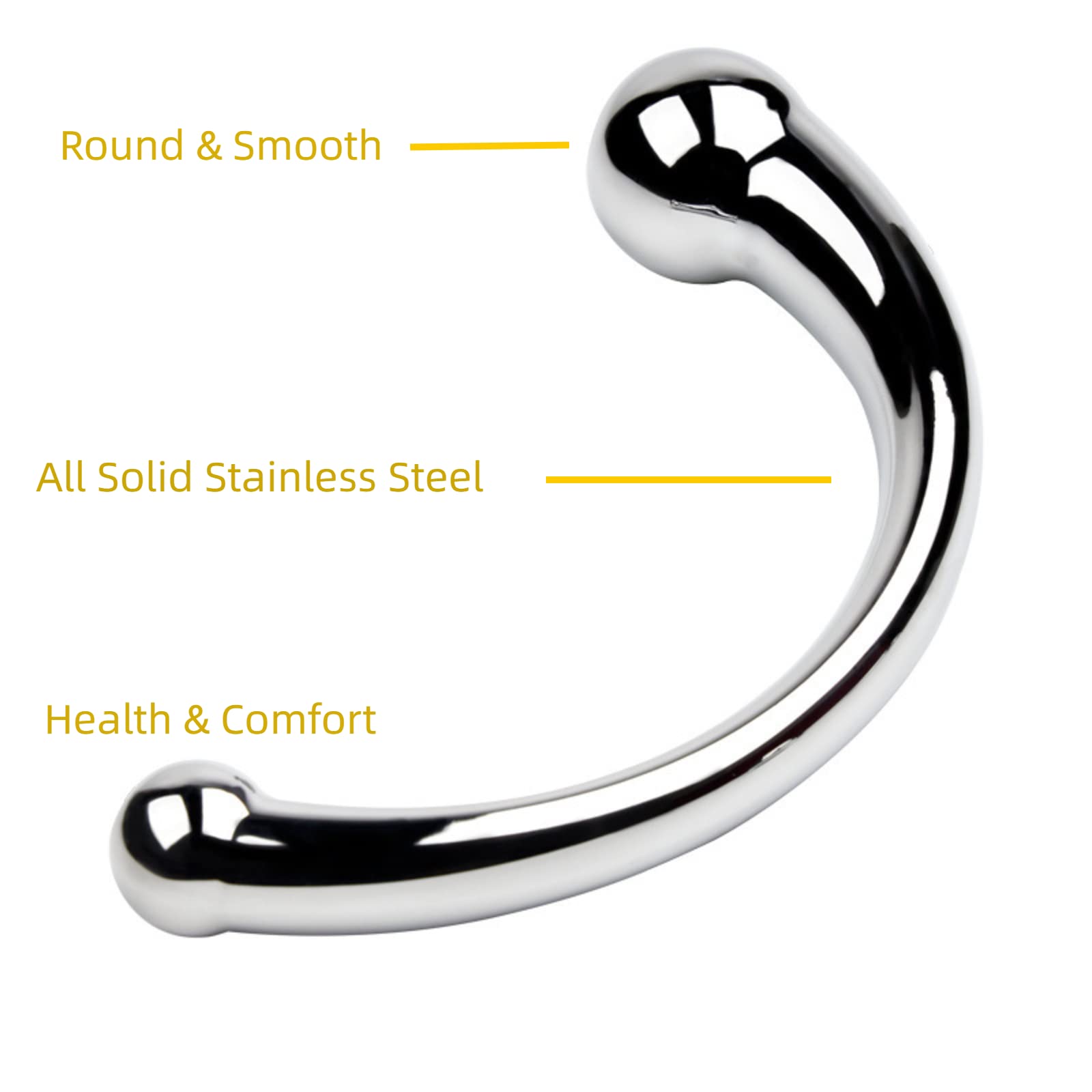 Plug Dildo Doppio Enda, Massaggio Bacchetta Sesso Anale Plug G Spot Metal Wand, Metallo solido Curvo Doppio Enda Masturbazione Adulto Giocattolo Del Sesso per Coppia