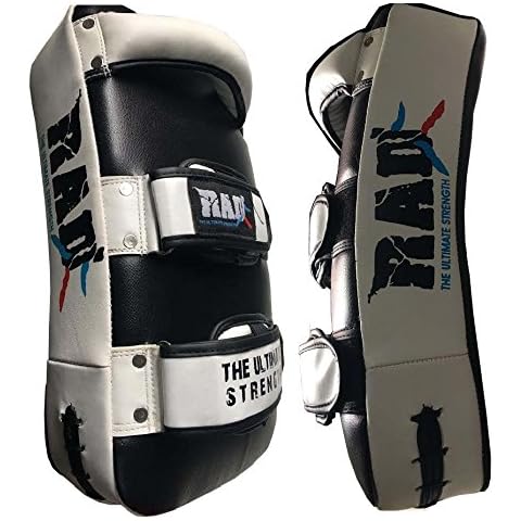 RAD MMA Strike Arm Shield Curved Training Thai Pad Kick Focus Target Boxing Punching Mitts Senior, Junior (Single Item) (white & black, junior) Cover