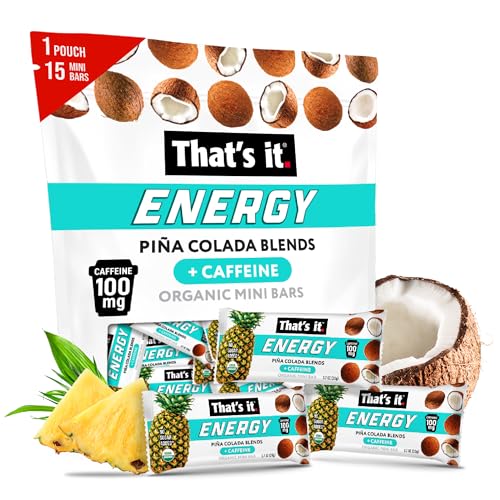 Image of That's it. Pina Colada Energy Mini Bars | 100mg Natural Caffeine |Pineapple Coconut| Allergy-Friendly, Organic, Non-GMO, Gluten-Free Snacks | 15 Count
