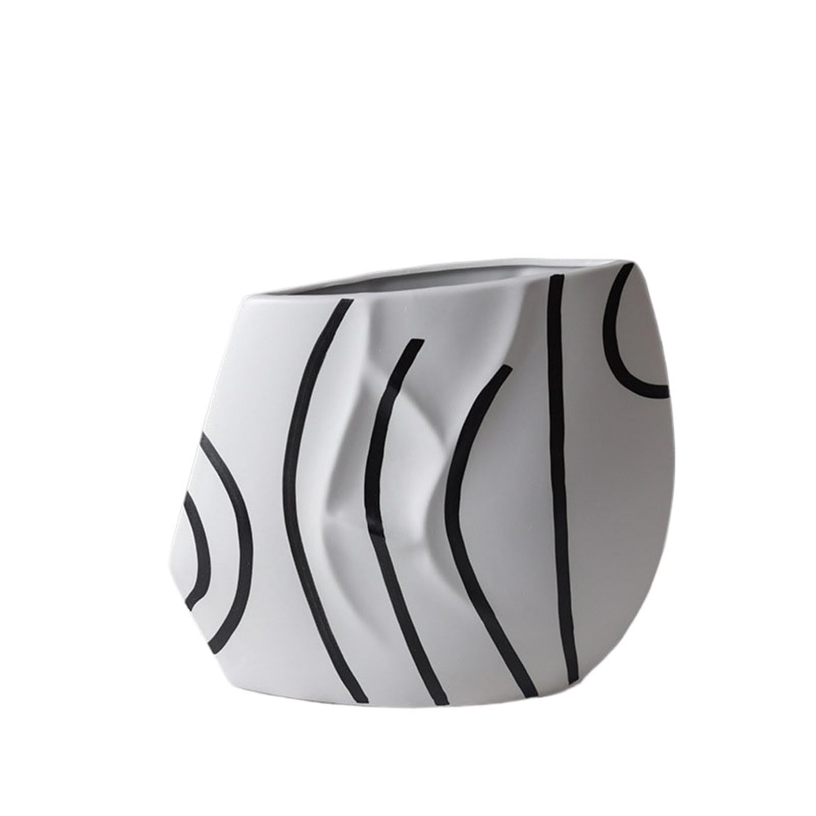 Geometric Vases Black And White Striped Ceramic Vase Dining Table Flower Arrangements Ware Home Decorative Ornament(Style01)