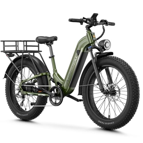 Aipas M1 Pro Electric Bike 1800W Peak Motor Electric Bike for Adults 26 x 4.0 Fat Tire Ebike 48V 17.5Ah Electric Mountain Bike 36MPH 85 Miles Electric Bicycle 7 Speed 110NM with Rear Basket