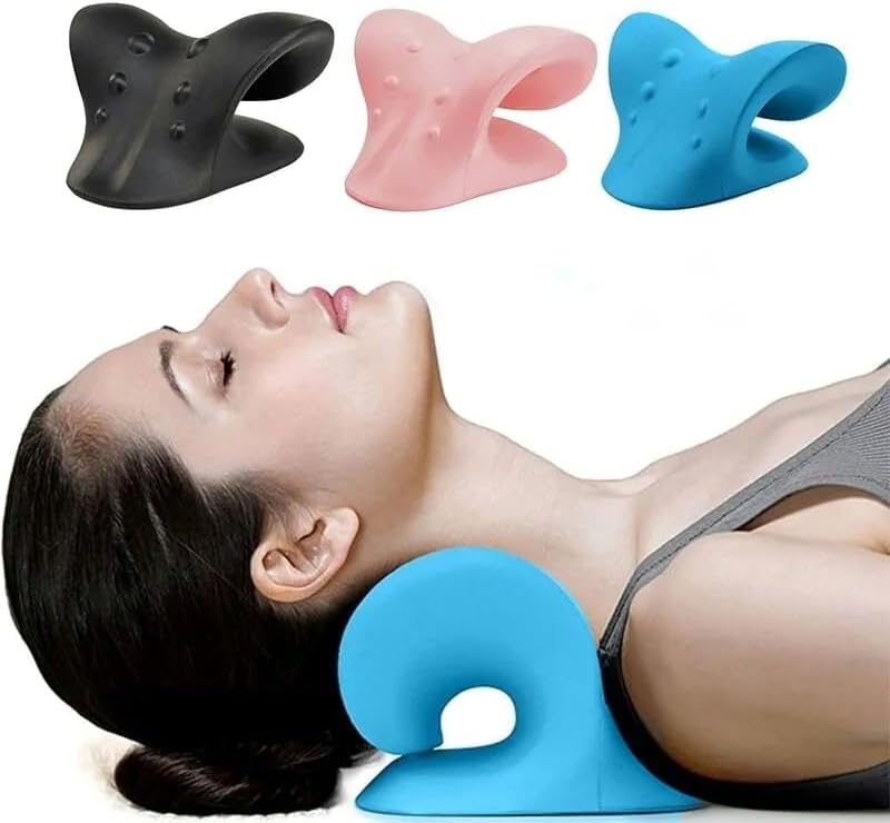Ivocare - Almohada de tracción quiropráctica cervical para cuello y hombros, almohada para almohada de alivio de la espalda lateral y el estómago