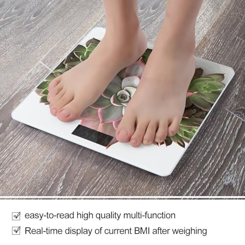 Báscula digital de baño con diseño botánico y pantalla LCD miniatura 5